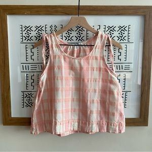 Madewell Pink and White Gingham Tie-Shoulder Tank